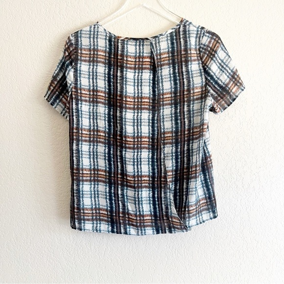 ANTHROPOLOGIE Maeve Plaid Short Sleeve Blouse Size XS - Picture 6 of 11